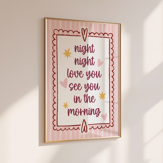 Night Night - Home Print - Wall Decor - Quirky Prints -  Kids Room