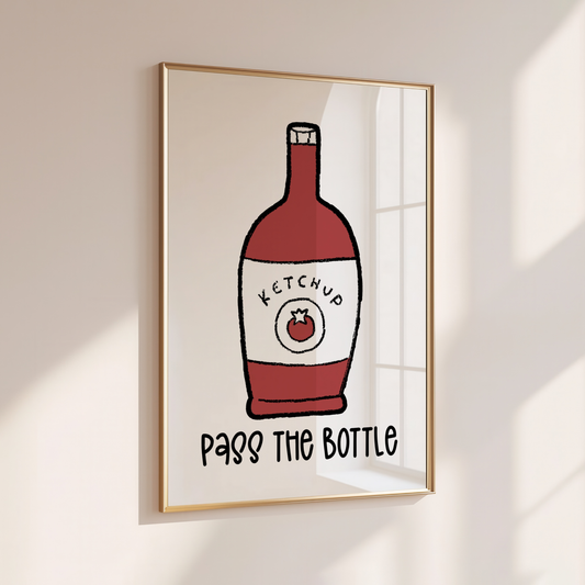 Pass the Bottle - Home Print - Wall Decor - Kitchen Prints